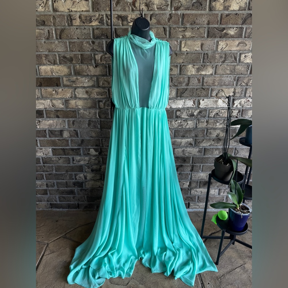Anthropology Forever That Girl Sheer Plunge Chiffon Maxi Dress Size L - Picture 5 of 16